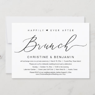 Gelukkig ooit na brunch Elopement, modern script Kaart