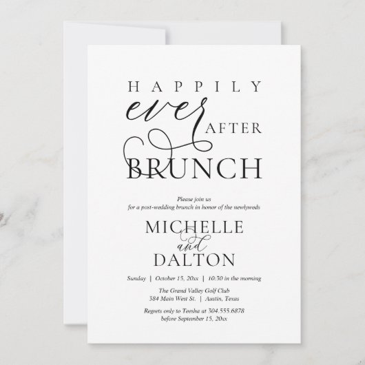 Gelukkig ooit na brunch mooie post bruiloft kaart (Voorkant)