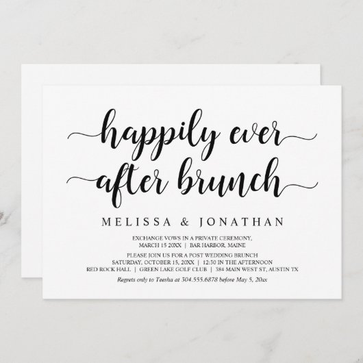 Gelukkig ooit na Brunch, weddenschap Kaart (Voorkant / Achterkant)