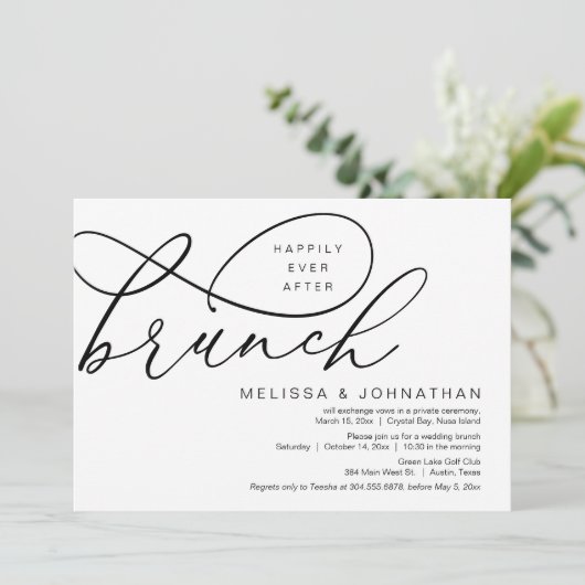 Gelukkig ooit na Brunch, weddenschap Kaart (Staand voorkant)