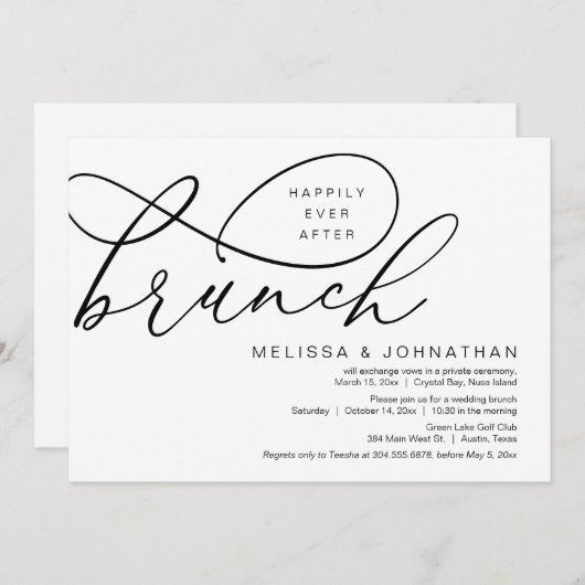 Gelukkig ooit na Brunch, weddenschap Kaart (Voorkant / Achterkant)