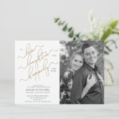 Gelukkig ooit na BW Photo Engagement Party Kaart (Staand voorkant)