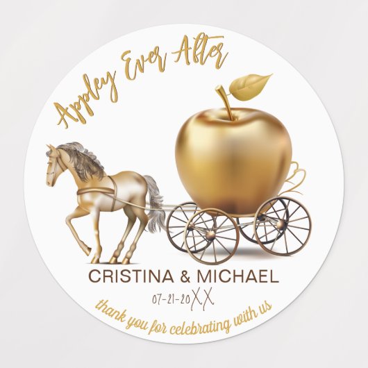 Gelukkig ooit na Caramel Apple trouwgunst Labels (Design 2)