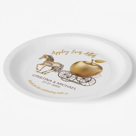 Gelukkig ooit na Caramel Apple trouwgunst Papieren Bordje (Gekanteld)