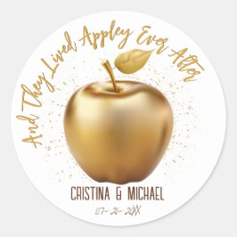 Gelukkig ooit na Caramel Apple trouwgunst Ronde Sticker