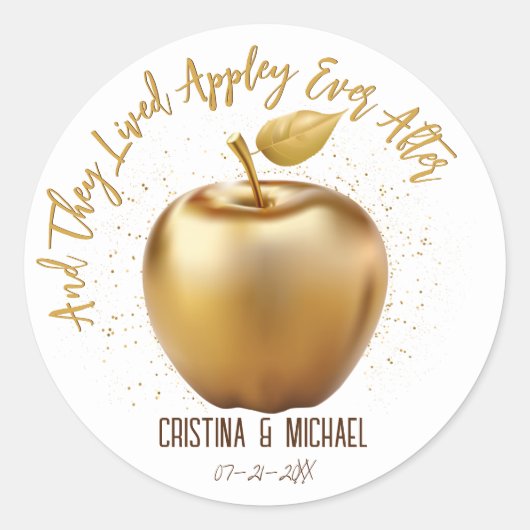 Gelukkig ooit na Caramel Apple trouwgunst Ronde Sticker (Voorkant)