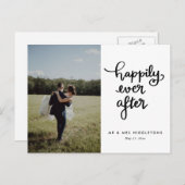 Gelukkig ooit na Casual script trouwfoto Briefkaart (Voorkant / Achterkant)