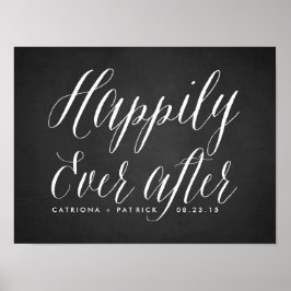 Gelukkig ooit na Chalkboard Wedding Poster