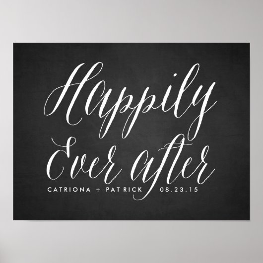 Gelukkig ooit na Chalkboard Wedding Poster (Voorkant)