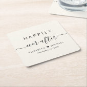 Gelukkig ooit na Cream Wedding Kartonnen Onderzetters (Schuin)