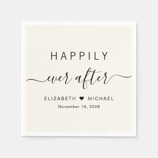 Gelukkig ooit na Cream Wedding Servet (Voorkant)