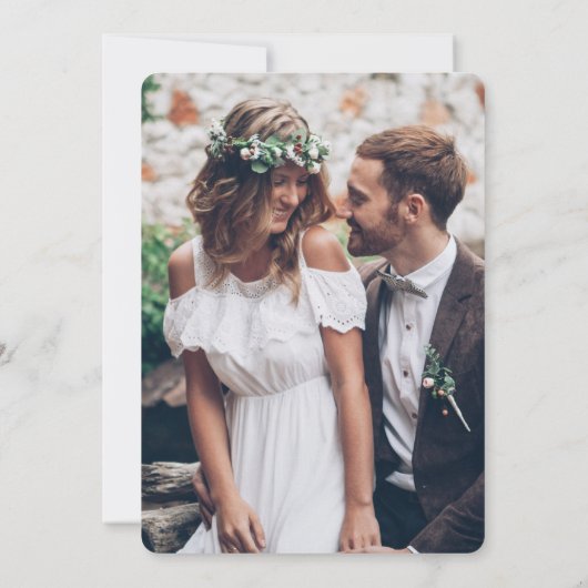 Gelukkig ooit na de Bedekking QR Weddenschap van d Save The Date (Achterkant)