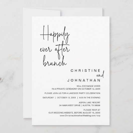 Gelukkig ooit na de bruiloft Elopement Brunch Kaart (Voorkant)