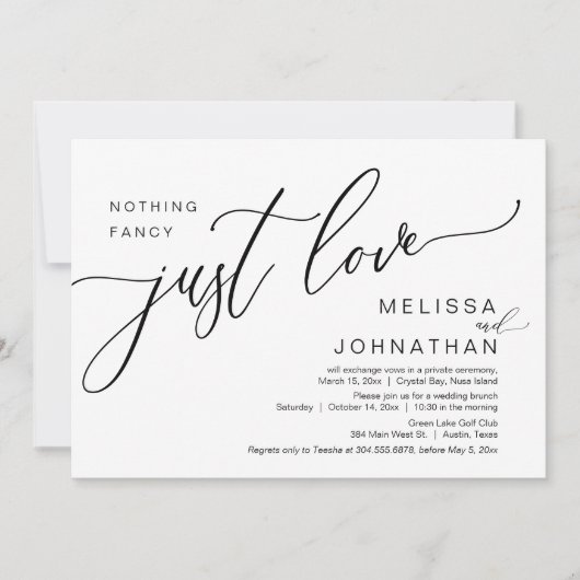 Gelukkig ooit na de bruiloft Elopement Brunch Kaart (Voorkant)