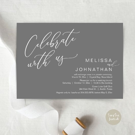 Gelukkig ooit na de bruiloft Elopement Brunch Kaart