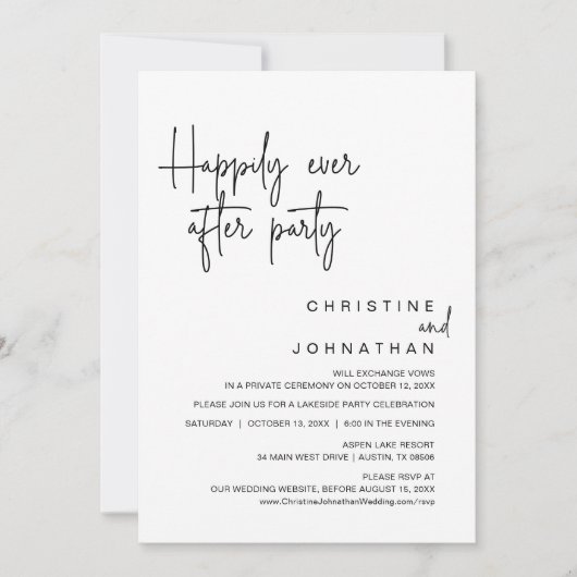 Gelukkig ooit na de bruiloft Elopement Party Kaart (Voorkant)