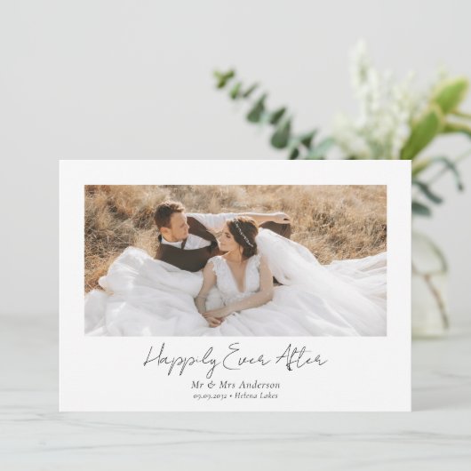 Gelukkig ooit na de bruiloft foto bedankkaart (Staand voorkant)