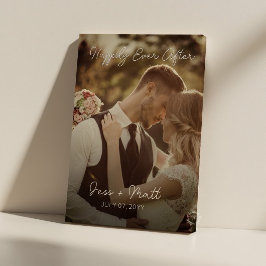 Gelukkig ooit na de bruiloft foto canvas afdruk