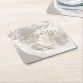 Gelukkig ooit na de bruiloft foto kartonnen onderzetters (Schuin)