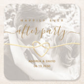 Gelukkig ooit na de bruiloft foto kartonnen onderzetters (Voorkant)