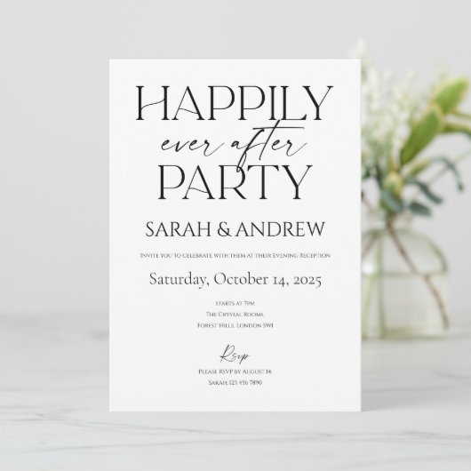 Gelukkig ooit na de bruiloft uitnodiging ontvangen (Staand voorkant)