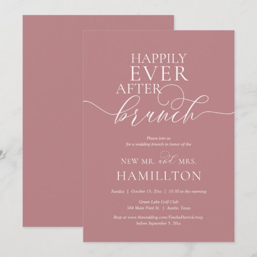 Gelukkig ooit na de bruiloft van de Post Brunch Kaart (Voorkant / Achterkant)