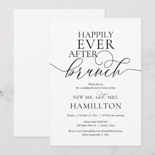 Gelukkig ooit na de bruiloft van de Post Brunch Kaart (Voorkant / Achterkant)