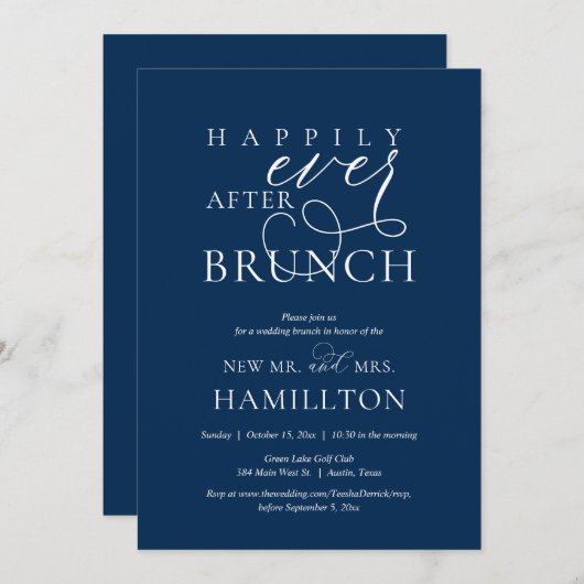 Gelukkig ooit na de bruiloft van de Post Brunch Kaart (Voorkant / Achterkant)