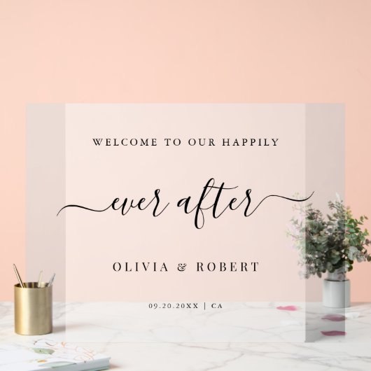 Gelukkig ooit na de bruiloft welkom Frosted Script Acryl Bord (Huwelijk)