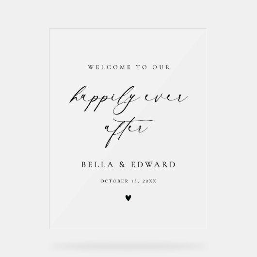 Gelukkig ooit na de bruiloft welkom ontvangst teke acryl bord (Voorkant)