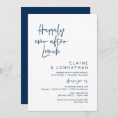 Gelukkig ooit na de brunch, Elopement Navy Blue Kaart (Voorkant / Achterkant)