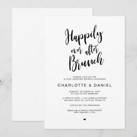 Gelukkig ooit na de brunch, post bruiloft Elopemen Kaart (Voorkant / Achterkant)