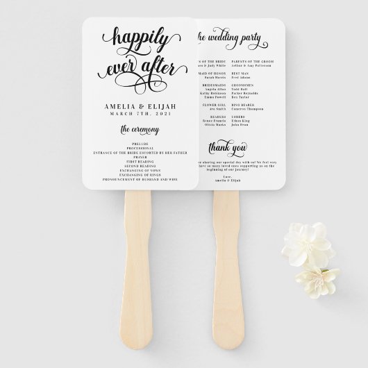 Gelukkig ooit na de ceremonie van het Wedding Prog Handwaaier (Voorkant en achterkant)