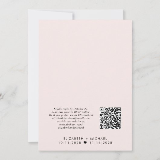 Gelukkig ooit na de Code roze van de Code QR Wedde Kaart (Achterkant)