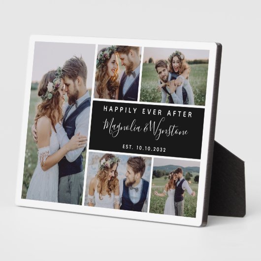Gelukkig ooit na de foto Collage Wedding Keepslag Fotoplaat (Zijkant)