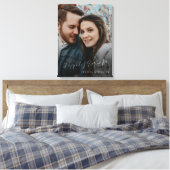 Gelukkig ooit na de hand geletterde bruiloft foto canvas afdruk (Insitu (Slaapkamer))