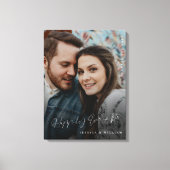 Gelukkig ooit na de hand geletterde bruiloft foto canvas afdruk (Voorkant)