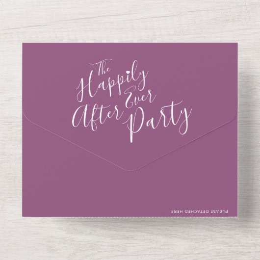 Gelukkig ooit na de huwelijksfeestfoto-mulberry all in one uitnodiging (Achterkant)