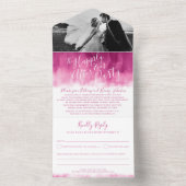 Gelukkig ooit na de huwelijksfeestfoto rood all in one uitnodiging (Binnen)