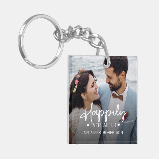 Gelukkig ooit na de huwelijksfoto sleutelhanger (Voorkant Links)
