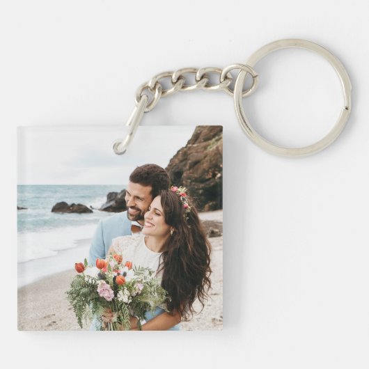 Gelukkig ooit na de huwelijksfoto sleutelhanger (Achterkant)