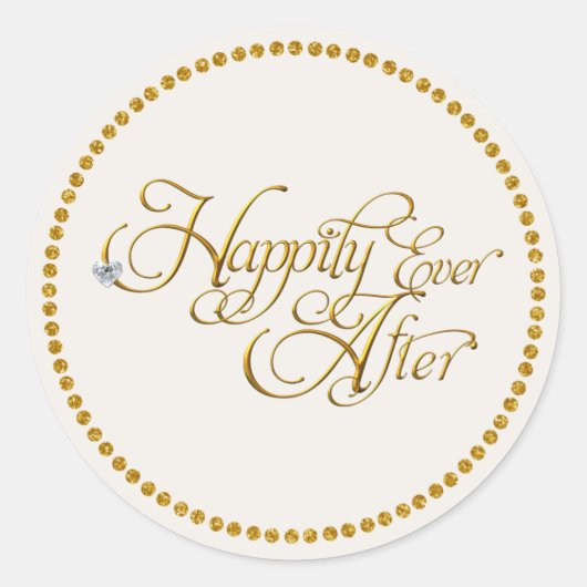 Gelukkig ooit na de klassieke ronde sticker (Voorkant)