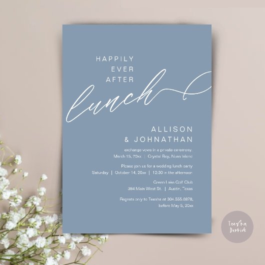 Gelukkig ooit na de lunch, bruiloft, Dusty Blue Kaart
