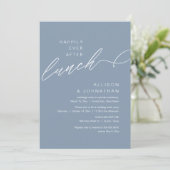Gelukkig ooit na de lunch, bruiloft, Dusty Blue Kaart (Staand voorkant)