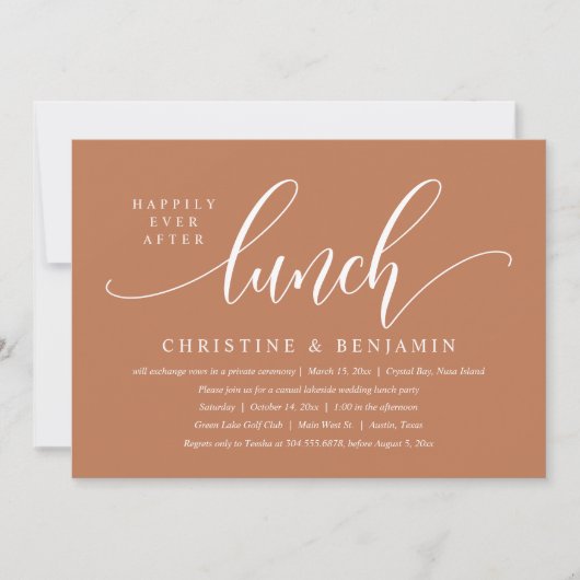 Gelukkig ooit na de lunch Elopement, modern script Kaart (Voorkant)