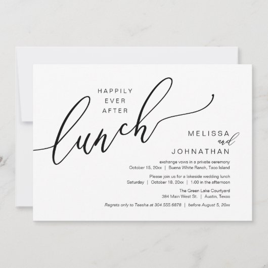 Gelukkig ooit na de lunch Romantische post bruilof Kaart (Voorkant)