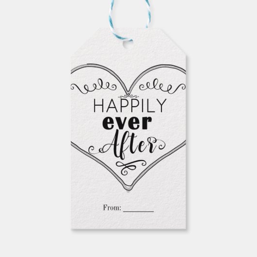 Gelukkig ooit na de moderne feiale weddenschap cadeaulabel (Achterkant)