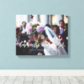 Gelukkig ooit na de moderne overlay trouwfoto canvas afdruk (Insitu (Houten vloer))