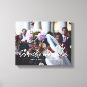 Gelukkig ooit na de moderne overlay trouwfoto canvas afdruk