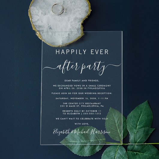 Gelukkig ooit na de Ontvangst van de bruiloft van  Acryl Uitnodigingen